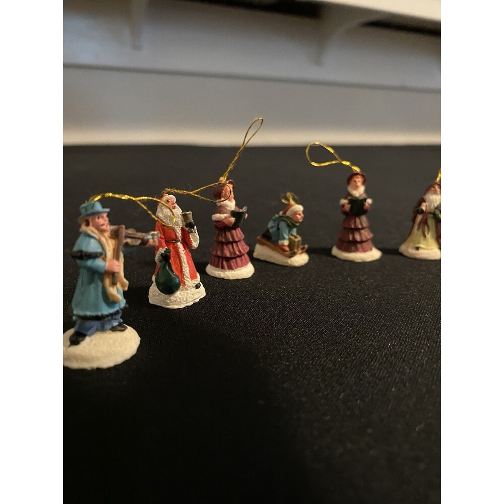 Vintage Set Of 20 Tiny Folk Art Christmas Ornaments, Santa, Sledding, People - Picture 2 of 9